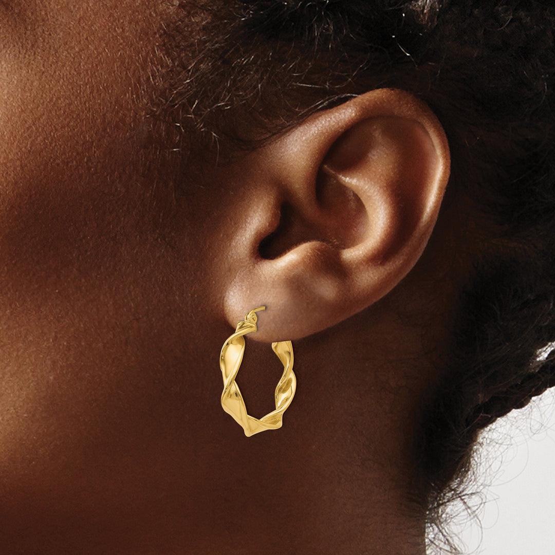 Lovely Rita's Earrings 14k Yellow Gold 2.75MM Twisted Hoop Earrings