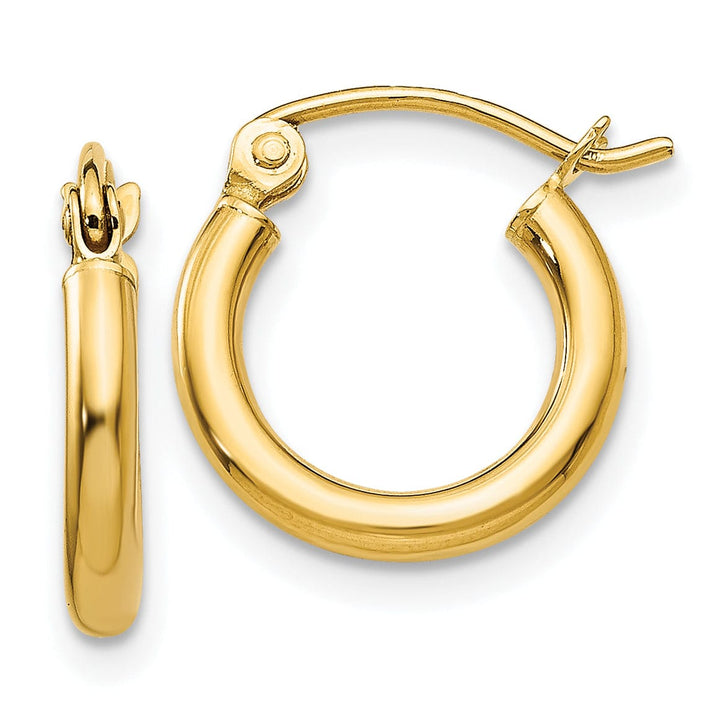 Lovely Rita's Earrings 14k Yellow Gold 2-MM Lightweight Tube Hoop Earrings
