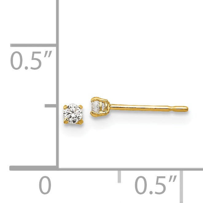 Lovely Rita's Earrings 14k Yellow Gold 2mm C.Z Round Basket Set Stud Earrings