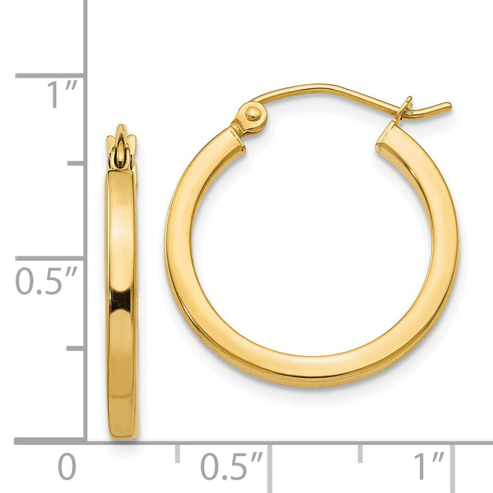 Lovely Rita's Earrings 14k Yellow Gold 2MM Square Tube Hoop Earrings