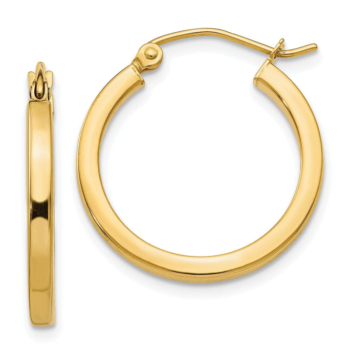 Lovely Rita's Earrings 14k Yellow Gold 2MM Square Tube Hoop Earrings