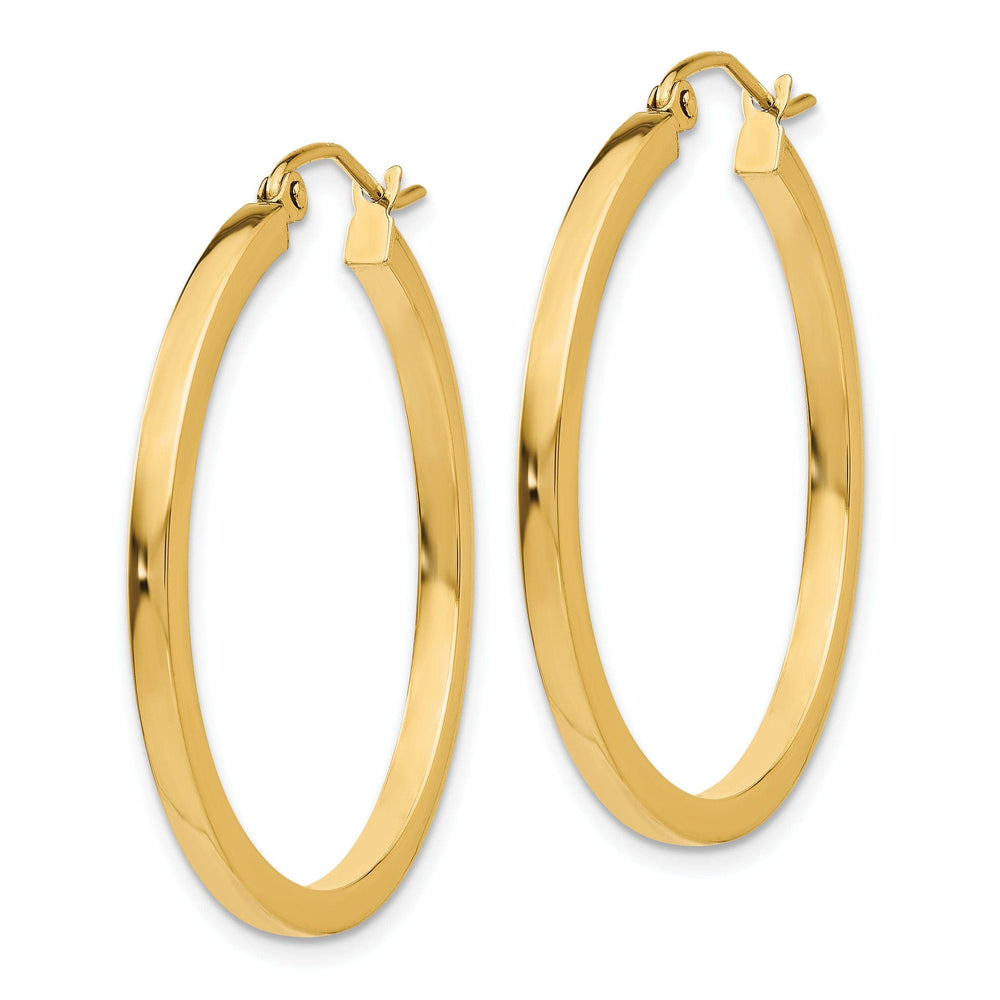 Lovely Rita's Earrings 14k Yellow Gold 2MM Square Tube Hoop Earrings