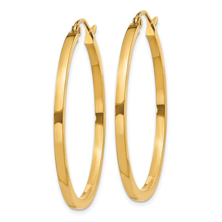 Lovely Rita's Earrings 14k Yellow Gold 2MM Square Tube Hoop Earrings