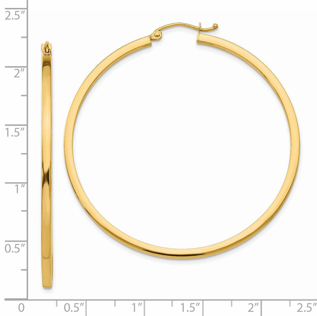 Lovely Rita's Earrings 14k Yellow Gold 2MM Square Tube Hoop Earrings