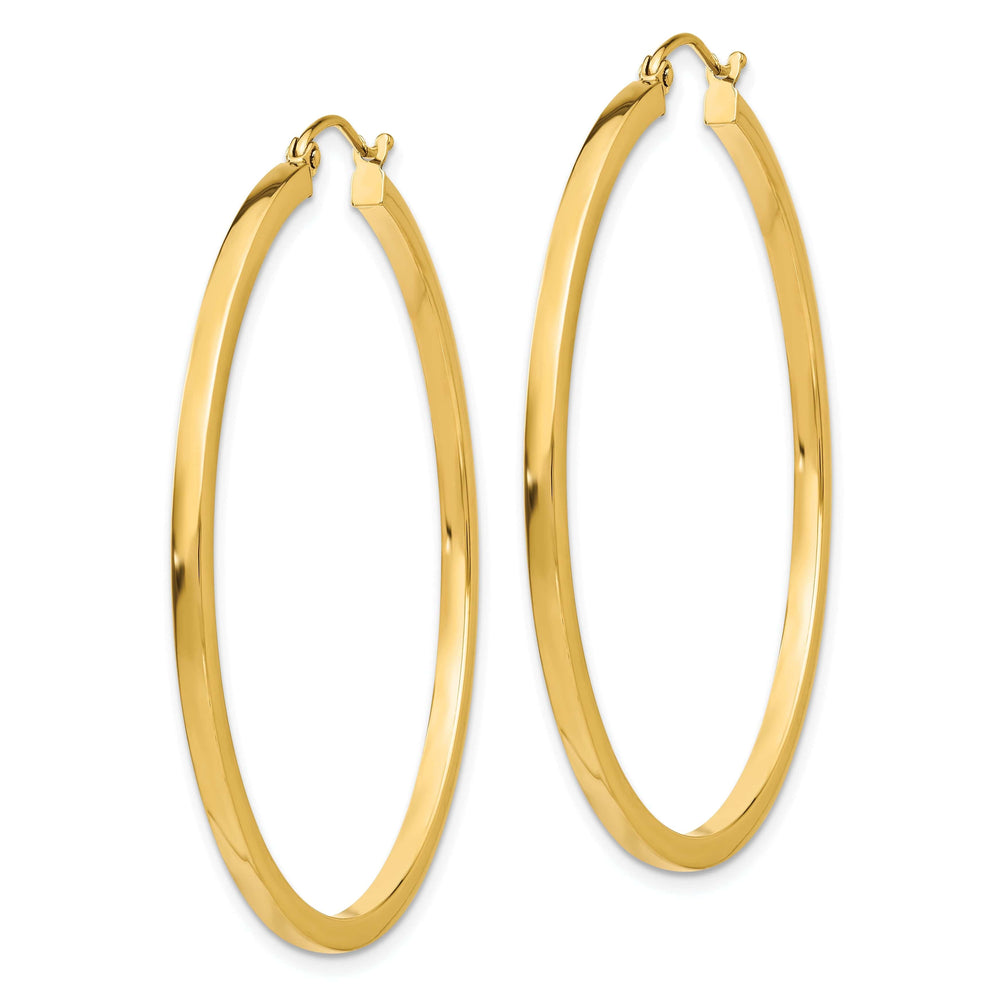 Lovely Rita's Earrings 14k Yellow Gold 2MM Square Tube Hoop Earrings