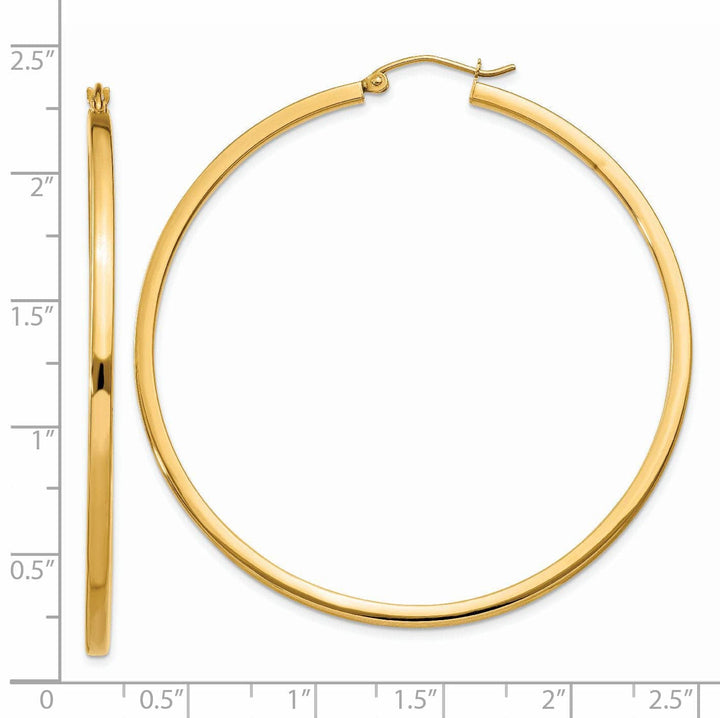Lovely Rita's Earrings 14k Yellow Gold 2MM Square Tube Hoop Earrings