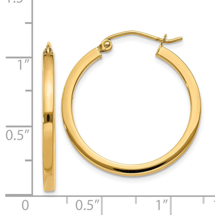 Lovely Rita's Earrings 14k Yellow Gold 2MM wide Square Tube Hoop Earrings