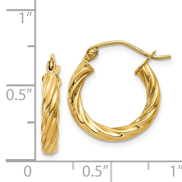 Lovely Rita's Earrings 14k Yellow Gold 3.25MM Twisted Hoop Earrings