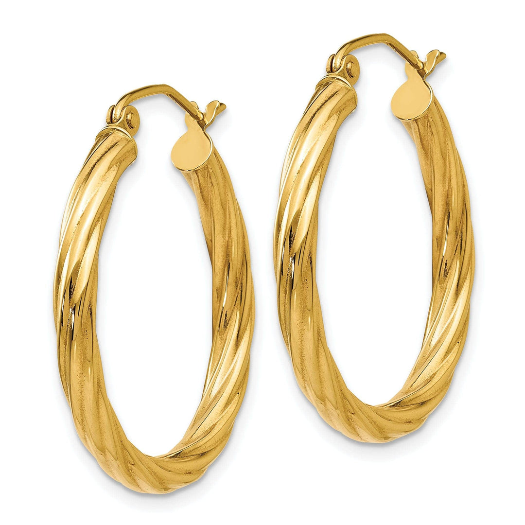 Lovely Rita's Earrings 14k Yellow Gold 3.25MM Twisted Hoop Earrings