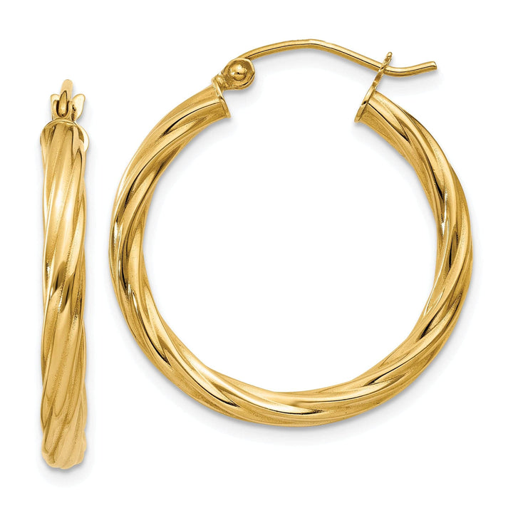 Lovely Rita's Earrings 14k Yellow Gold 3.25MM Twisted Hoop Earrings