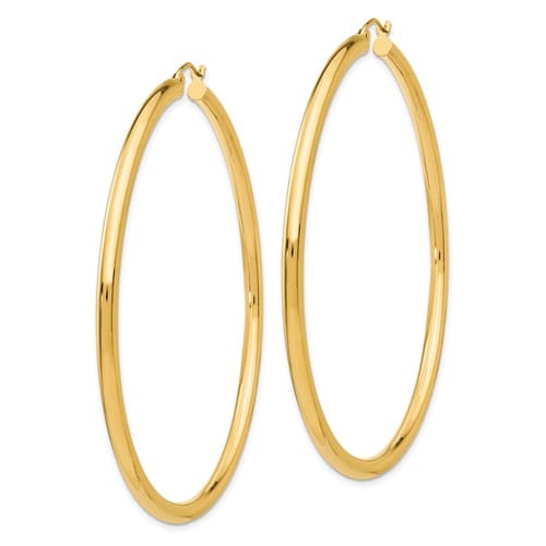 Lovely Rita's Earrings 14k Yellow Gold 3MM Light Tube Hoop Earrings