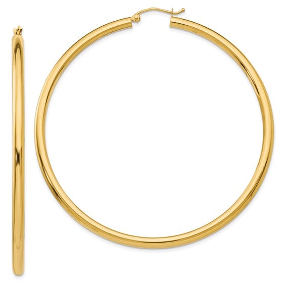 Lovely Rita's Earrings 14k Yellow Gold 3MM Light Tube Hoop Earrings