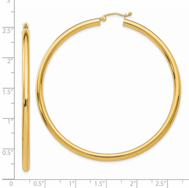 Lovely Rita's Earrings 14k Yellow Gold 3MM Light Tube Hoop Earrings