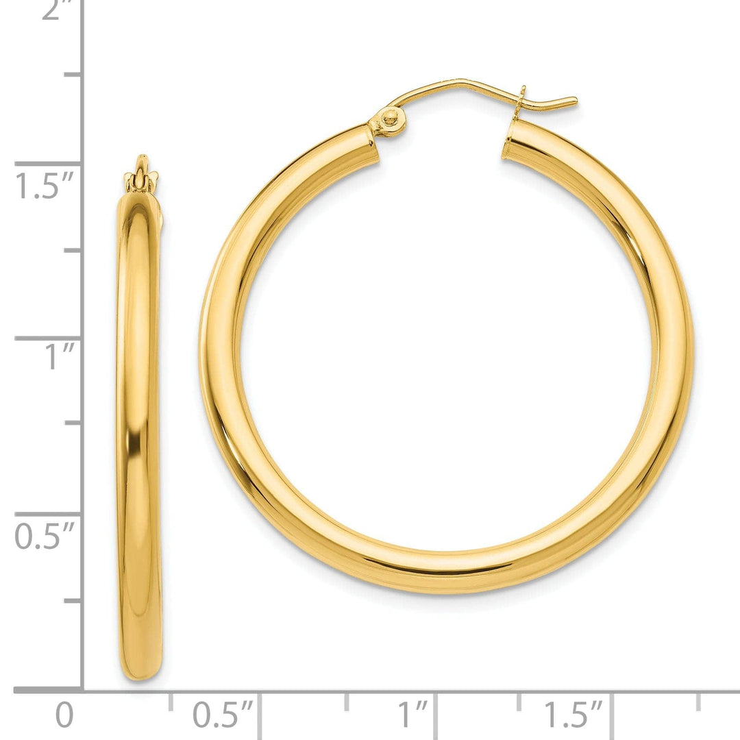 Lovely Rita's Earrings 14k Yellow Gold 3MM Light Tube Hoop Earrings