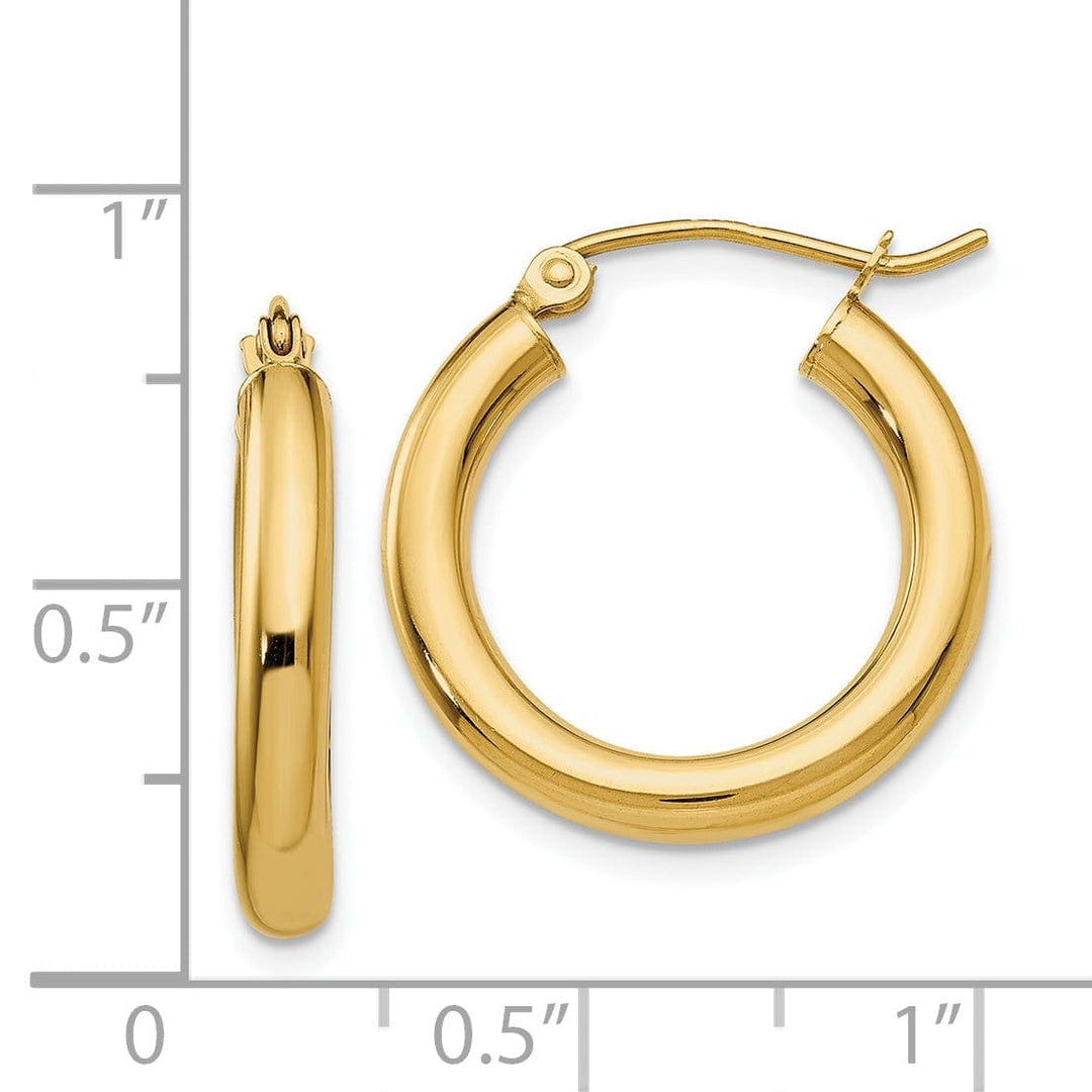 Lovely Rita's Earrings 14k Yellow Gold 3MM Light Tube Hoop Earrings