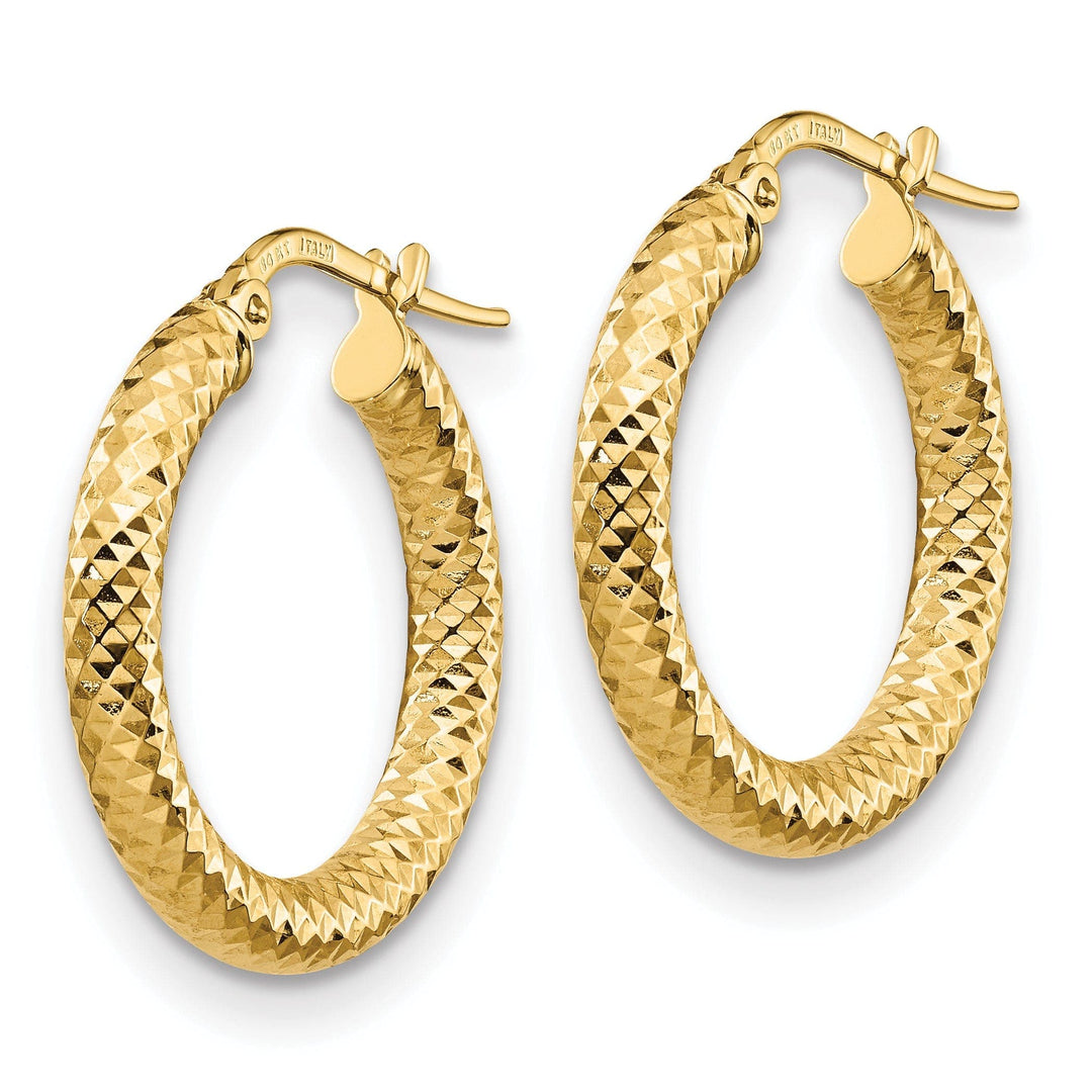 Lovely Rita's Earrings 14k Yellow Gold 3x15 D.C Round Hoop Earrings