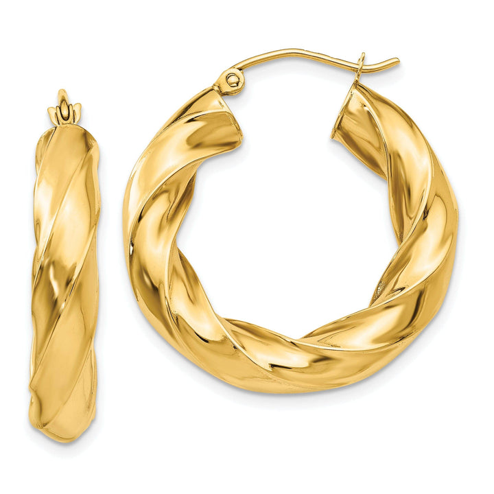 Lovely Rita's Earrings 14k Yellow Gold 4.25MM Twisted Hoop Earrings