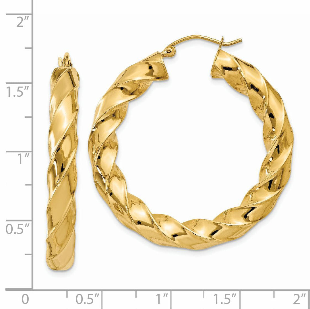 Lovely Rita's Earrings 14k Yellow Gold 4.25MM Twisted Hoop Earrings