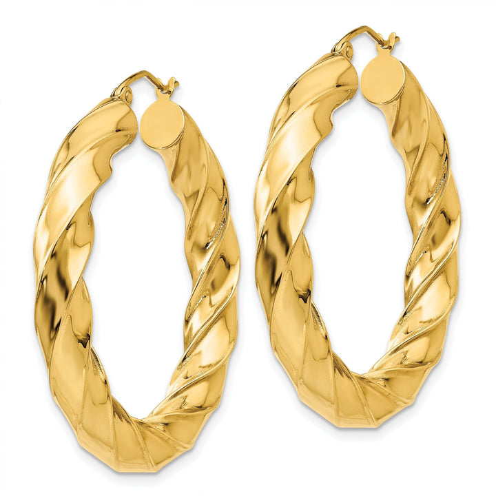 Lovely Rita's Earrings 14k Yellow Gold 4.25MM Twisted Hoop Earrings