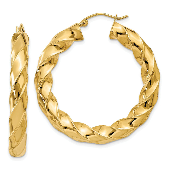 Lovely Rita's Earrings 14k Yellow Gold 4.25MM Twisted Hoop Earrings