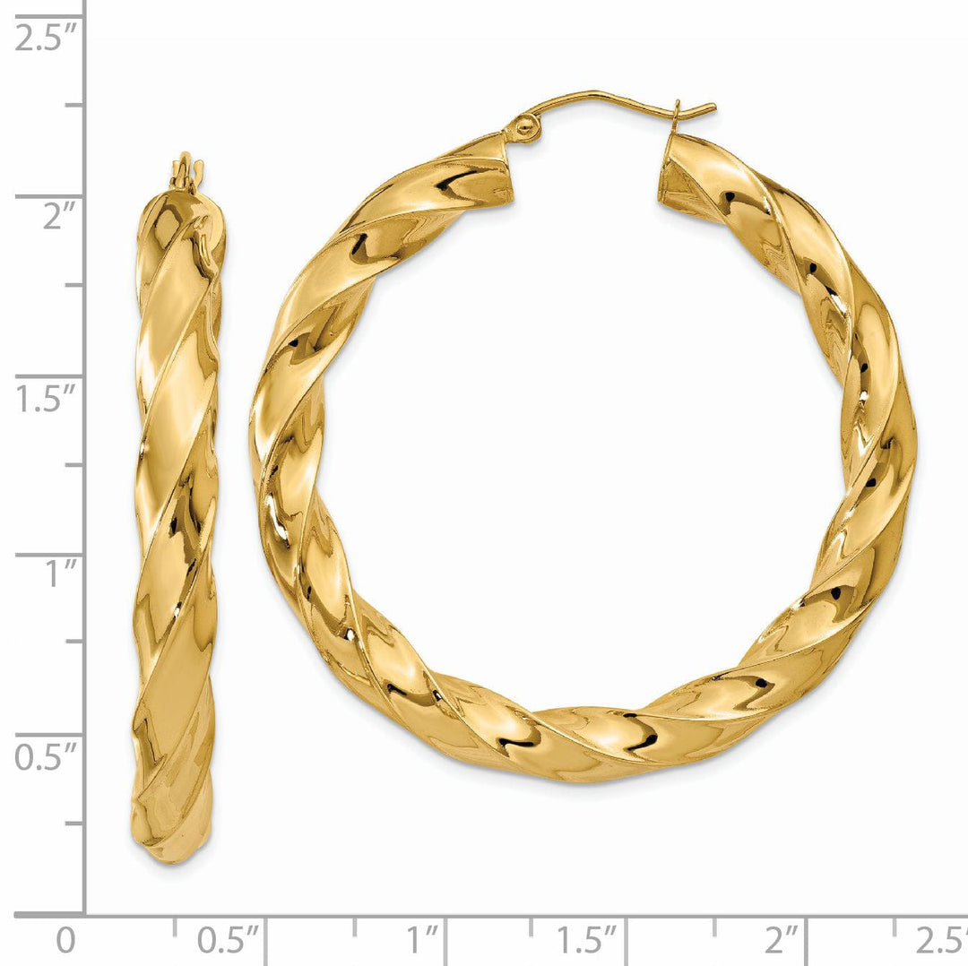 Lovely Rita's Earrings 14k Yellow Gold 4.25MM Twisted Hoop Earrings