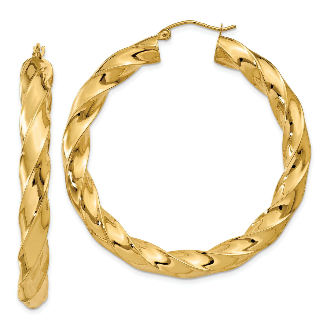 Lovely Rita's Earrings 14k Yellow Gold 4.25MM Twisted Hoop Earrings