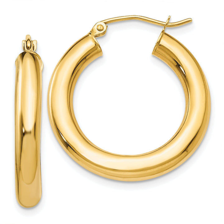 Lovely Rita's Earrings 14k Yellow Gold 4MM x 25MM Tube Hoop Earrings