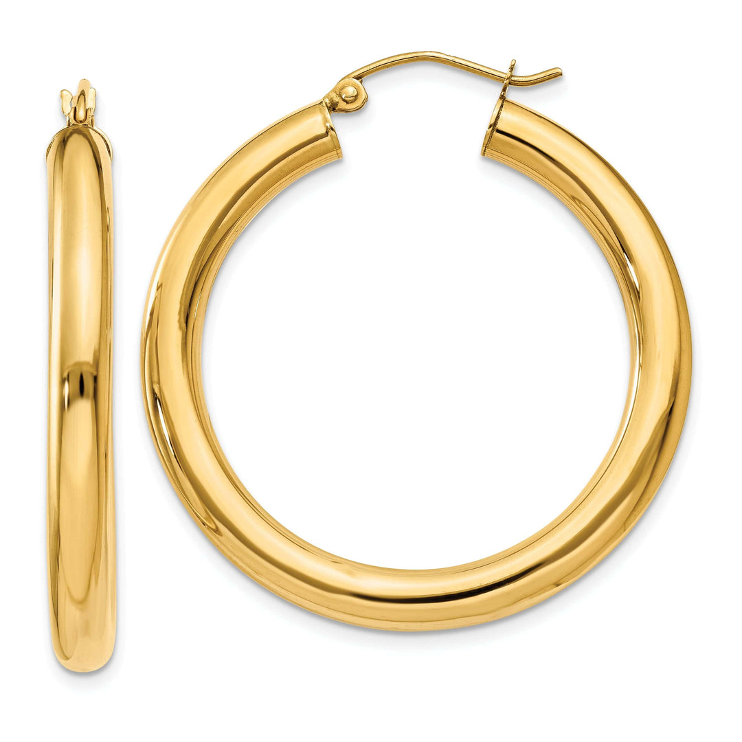 Lovely Rita's Earrings 14k Yellow Gold 4MM x 35MM Tube Hoop Earrings