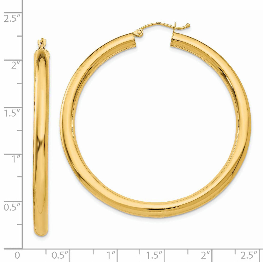 Lovely Rita's Earrings 14k Yellow Gold 4MM x 50MM Tube Hoop Earrings