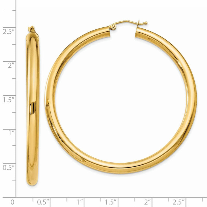 Lovely Rita's Earrings 14k Yellow Gold 4MM x 55MM Tube Hoop Earrings