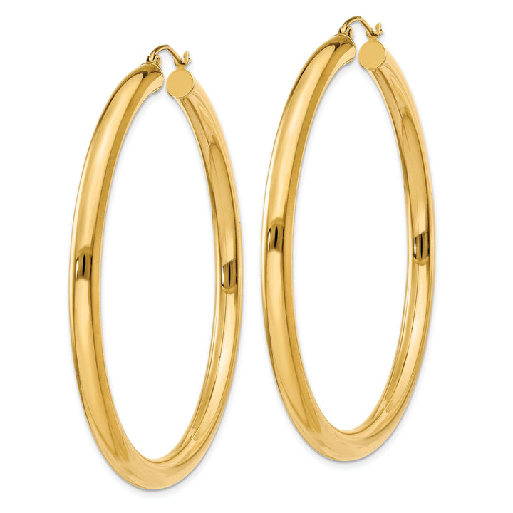 Lovely Rita's Earrings 14k Yellow Gold 4MM x 55MM Tube Hoop Earrings