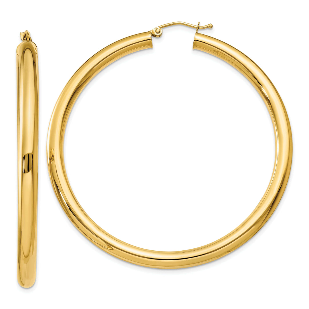 Lovely Rita's Earrings 14k Yellow Gold 4MM x 55MM Tube Hoop Earrings