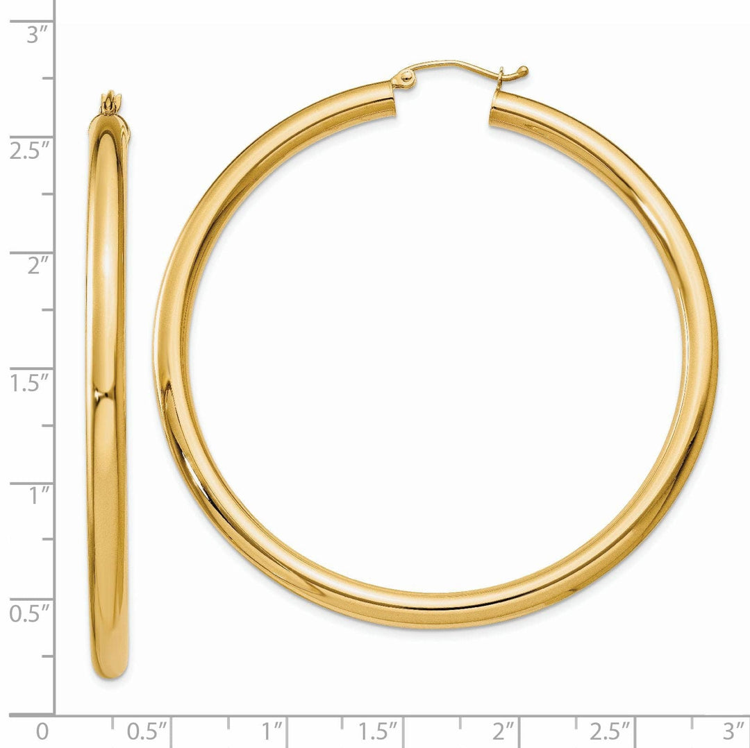 Lovely Rita's Earrings 14k Yellow Gold 4MM x 60MM Tube Hoop Earrings