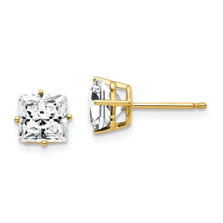 Lovely Rita's Earrings 14k Yellow Gold 6MM Princess Cut C.Z Earrings