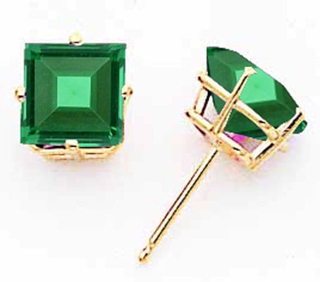 Lovely Rita's Earrings 14k Yellow Gold 7MM Princess Cut Mount St. Helens