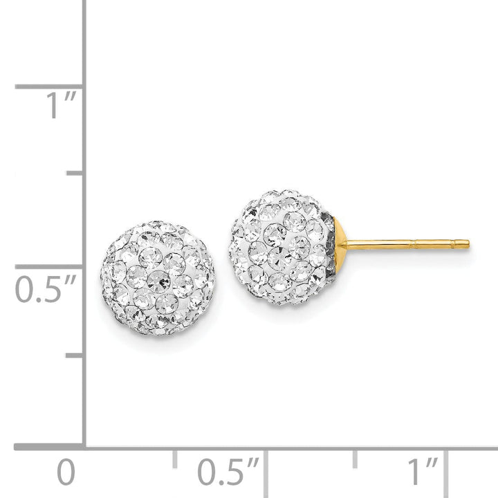 Lovely Rita's Earrings 14k Yellow Gold 8mm Disco Ball Crystal Stud Earrings