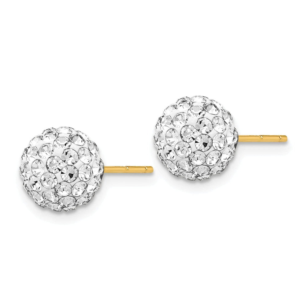 Lovely Rita's Earrings 14k Yellow Gold 8mm Disco Ball Crystal Stud Earrings