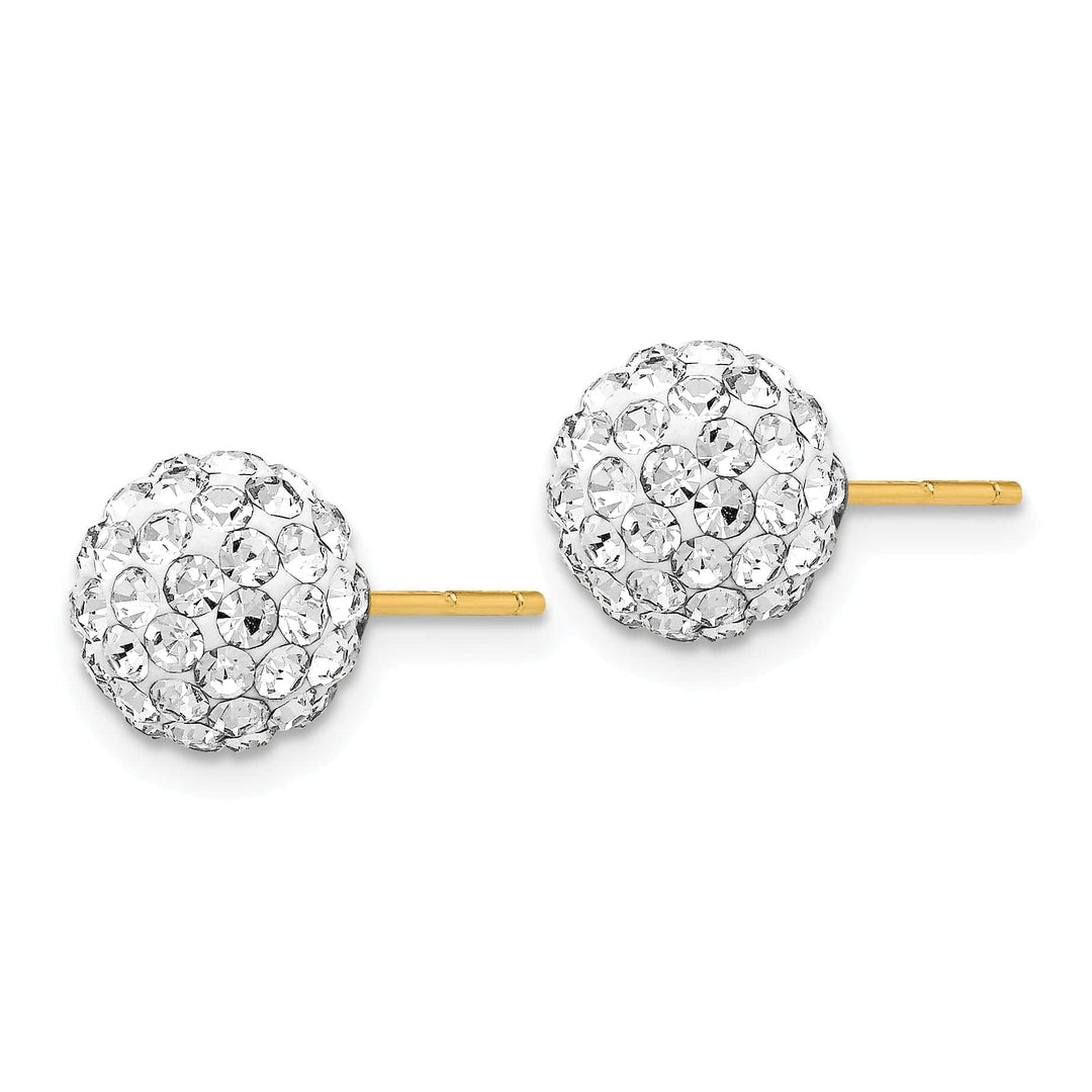 Lovely Rita's Earrings 14k Yellow Gold 8mm Disco Ball Crystal Stud Earrings