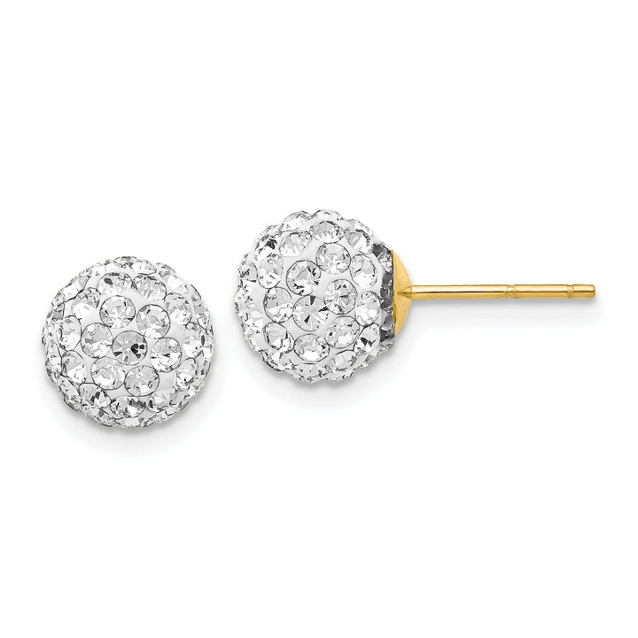 Lovely Rita's Earrings 14k Yellow Gold 8mm Disco Ball Crystal Stud Earrings