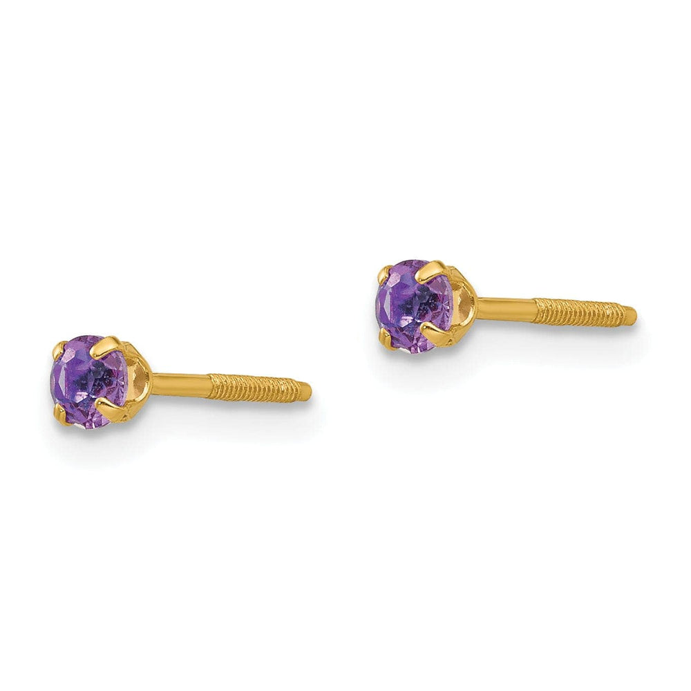 Lovely Rita's Earrings 14k Yellow Gold Amethyst Birthstone Earrings