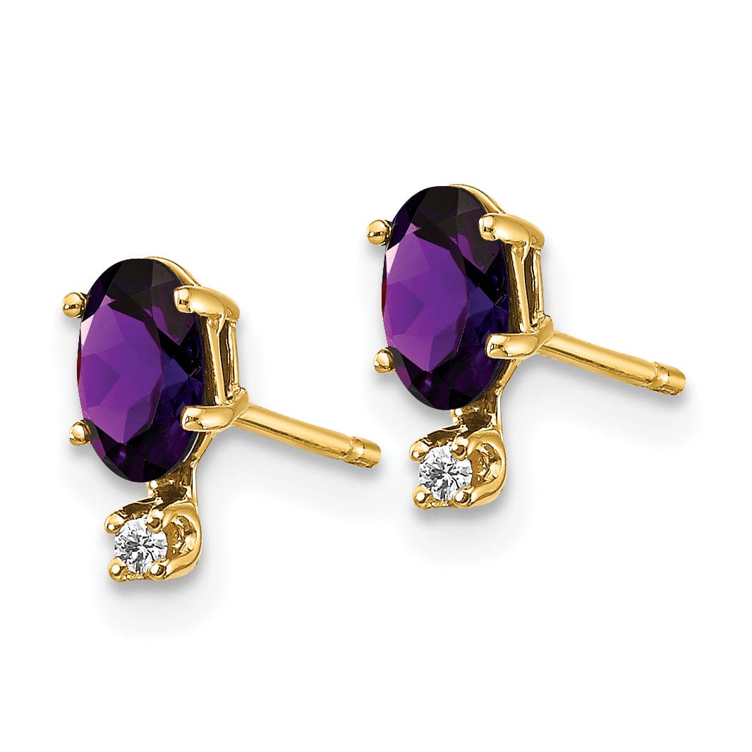 Lovely Rita's Earrings 14k Yellow Gold Amethyst Birthstone Post Earrings