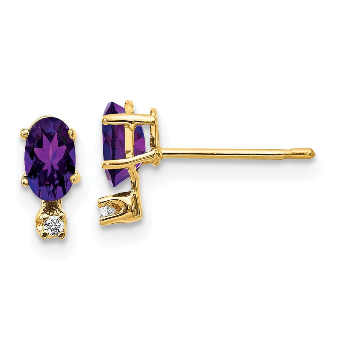 Lovely Rita's Earrings 14k Yellow Gold Amethyst Birthstone Post Earrings