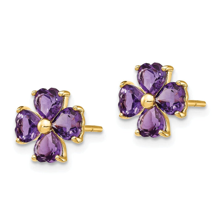 Lovely Rita's Earrings 14k Yellow Gold Amethyst Flower Post Earrings