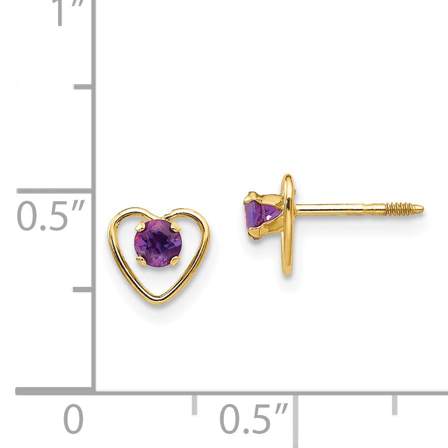 Lovely Rita's Earrings 14k Yellow Gold Amethyst Heart Earrings