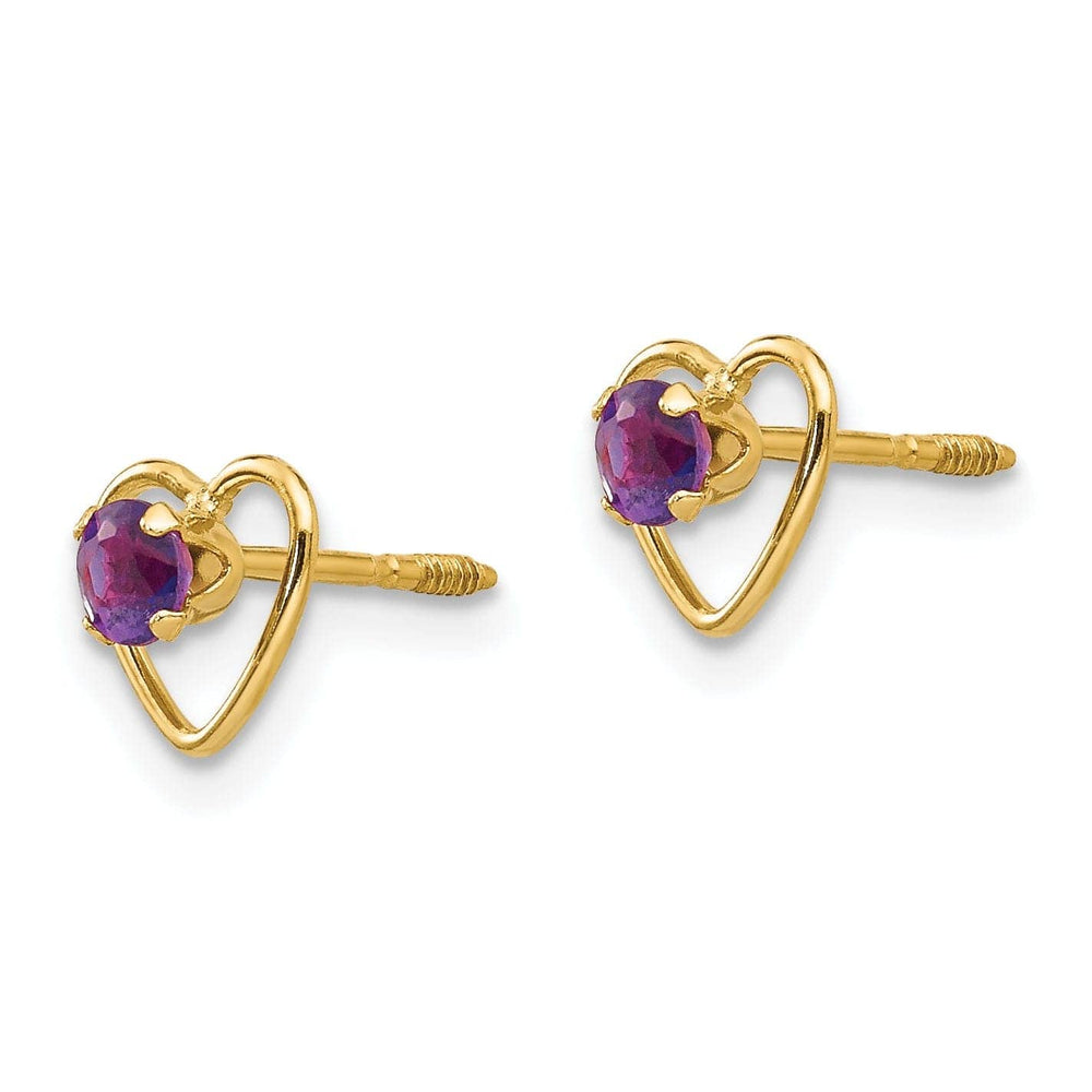 Lovely Rita's Earrings 14k Yellow Gold Amethyst Heart Earrings