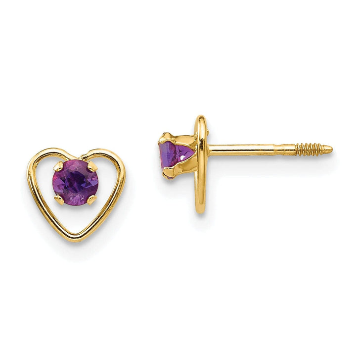 Lovely Rita's Earrings 14k Yellow Gold Amethyst Heart Earrings