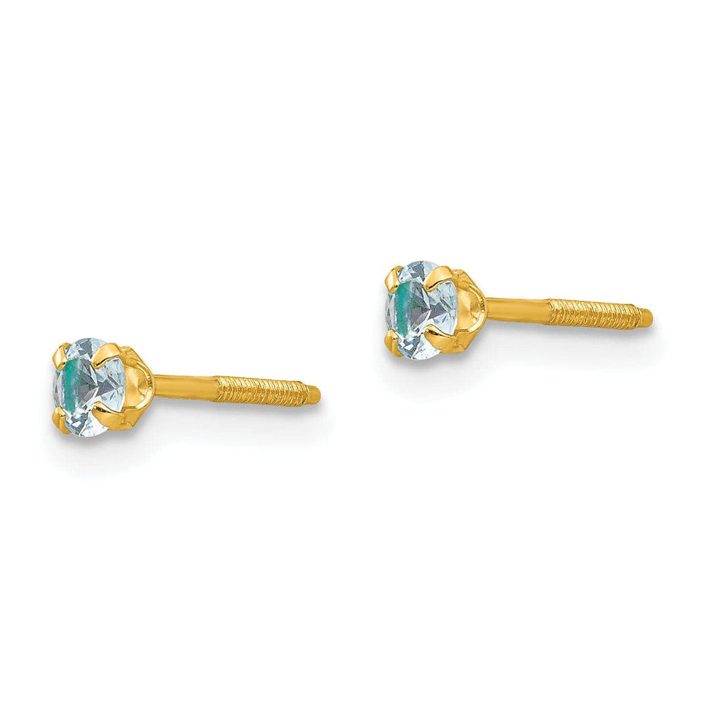 Lovely Rita's Earrings 14k Yellow Gold Aquamarine Birthstone Earrings
