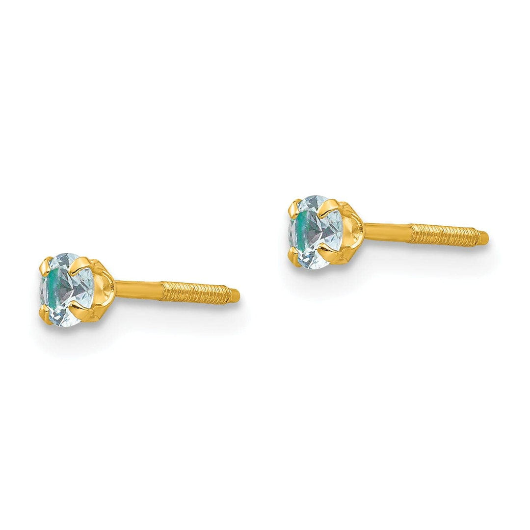 Lovely Rita's Earrings 14k Yellow Gold Aquamarine Birthstone Earrings