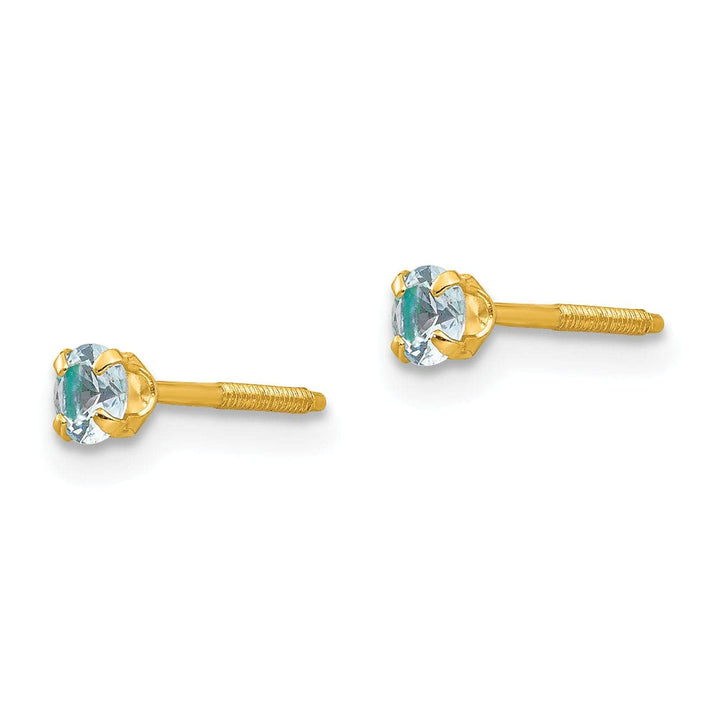 Lovely Rita's Earrings 14k Yellow Gold Aquamarine Birthstone Earrings