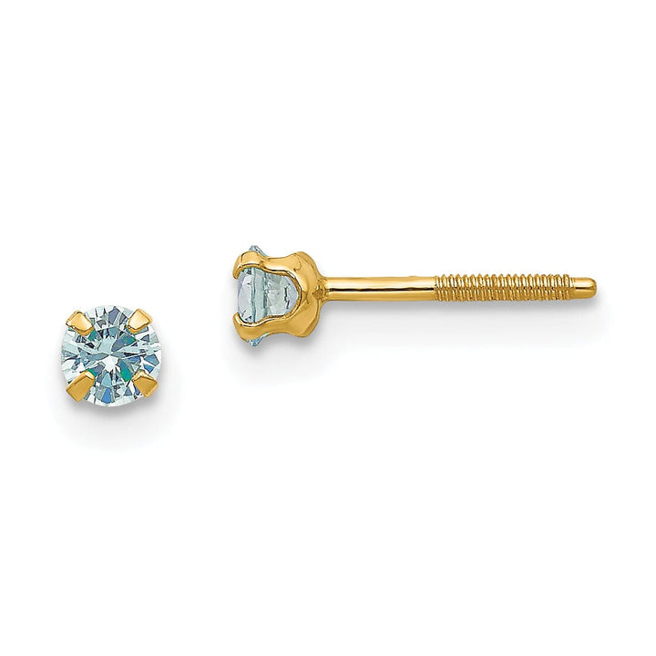 Lovely Rita's Earrings 14k Yellow Gold Aquamarine Birthstone Earrings